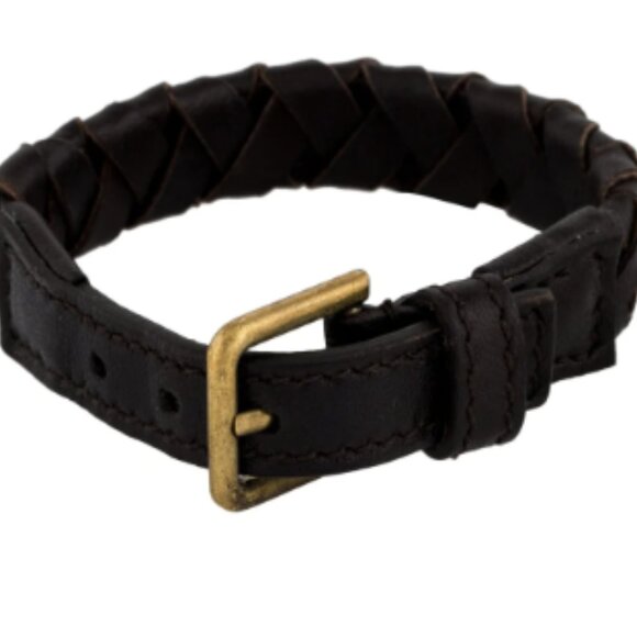 Yves Saint Laurent Vintage Leather Braided Bracelet - Picture 1 of 8